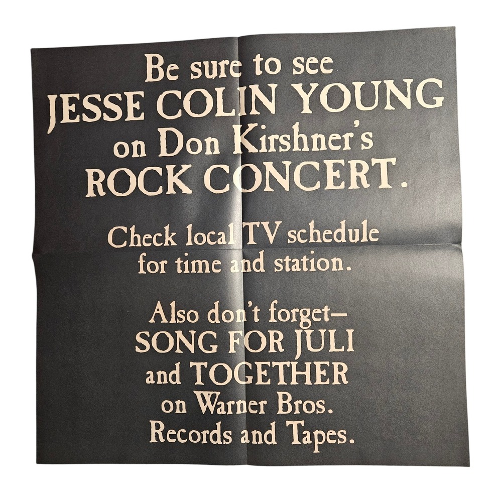 Jesse Colin Young Don Kirshner Rock‎ Concert Vintage 1970s Promo Poster 24x24